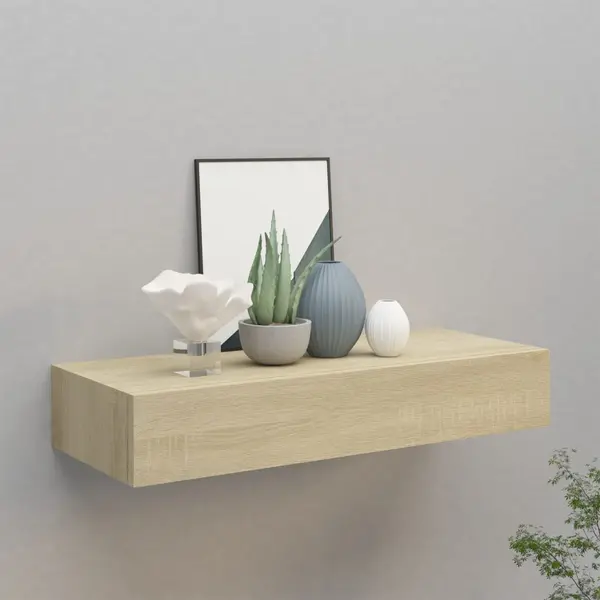 Gossi dulap de perete cu sertar, stejar, 60x23,5x10 cm, mdf