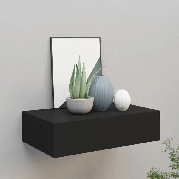 Gossi dulap de perete cu sertare, negru, 40x23,5x10 cm, mdf