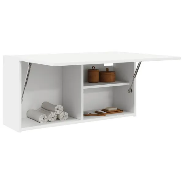 Gossi dulap de perete de baie, alb, 80x25x40 cm, lemn prelucrat