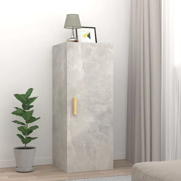 Gossi dulap de perete, gri beton, 34,5x34x90 cm, lemn compozit