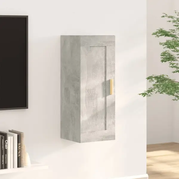 Gossi dulap de perete, gri beton, 35x34x90 cm, lemn compozit