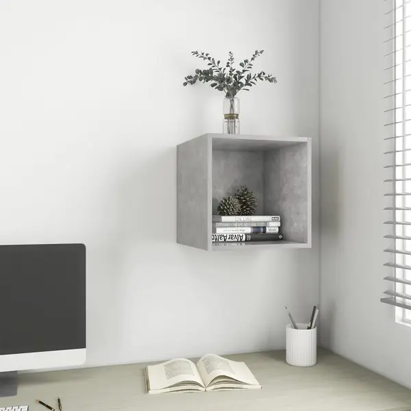 Gossi dulap de perete, gri beton, 37x37x37 cm, pal
