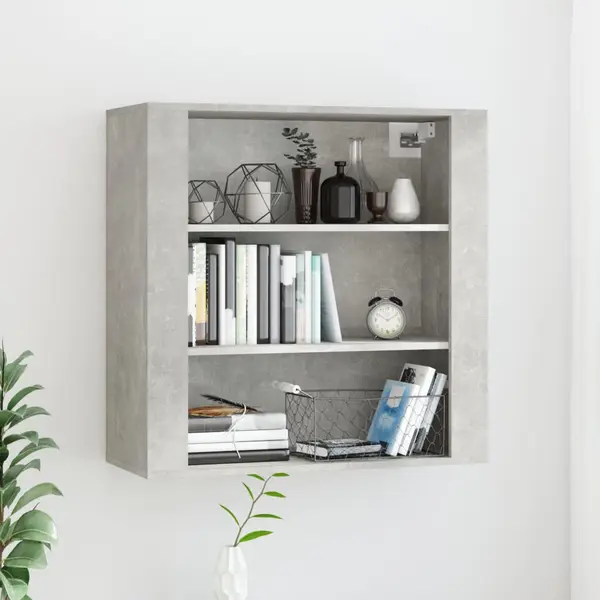 Gossi dulap de perete, gri beton, 80x33x80 cm, lemn prelucrat