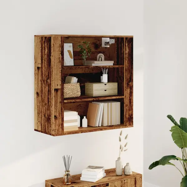 Gossi dulap de perete, lemn vechi, 80x33x80 cm, lemn prelucrat