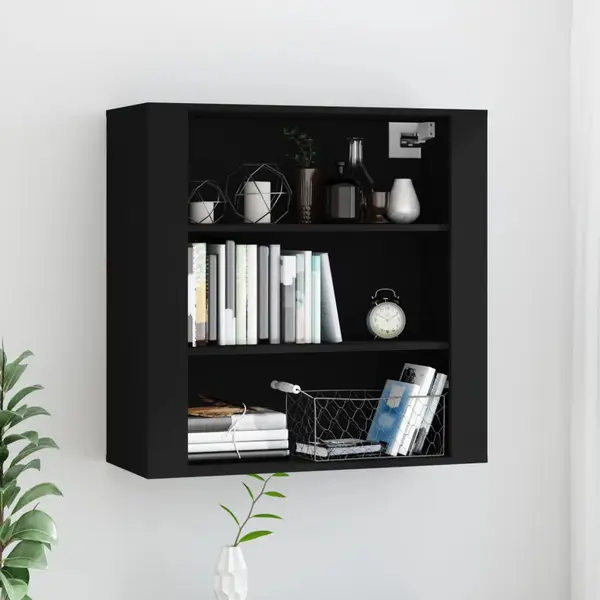 Gossi dulap de perete, negru, 80x33x80 cm, lemn prelucrat