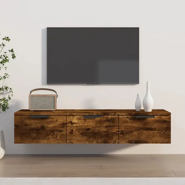 Gossi dulap de perete, stejar fumuriu, 102x30x20 cm, lemn compozit