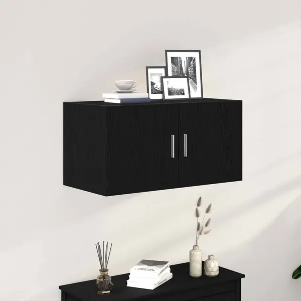 Gossi dulap de perete stejar negru 80x39x40 cm lemn prelucrat