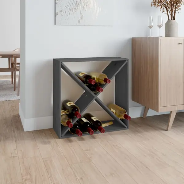 Gossi dulap de vinuri, gri, 62x25x62 cm, lemn masiv de pin