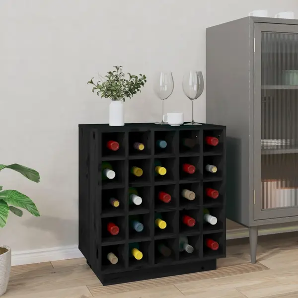 Gossi dulap de vinuri, negru, 55,5x34x61 cm, lemn masiv de pin