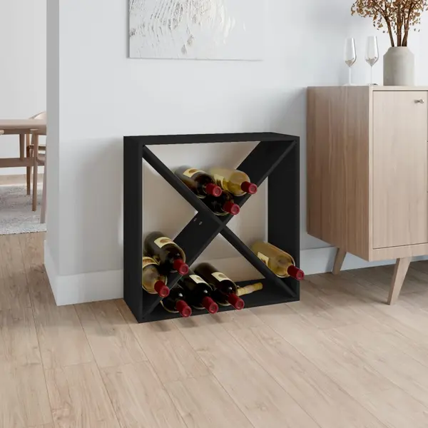 Gossi dulap de vinuri, negru, 62x25x62 cm, lemn masiv de pin