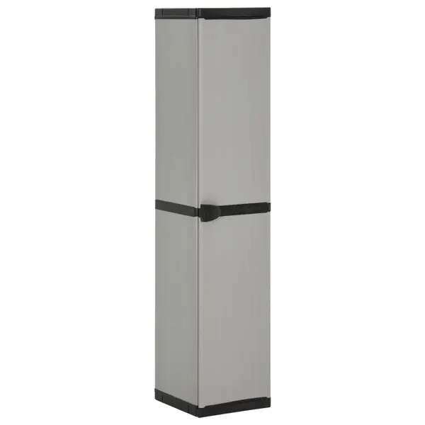 Gossi dulap depozitare de gradina, 3 rafturi, gri/negru, 34x40x168 cm