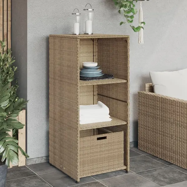 Gossi dulap depozitare de gradina, bej, 50x55x115 cm, poliratan