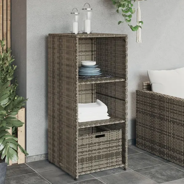 Gossi dulap depozitare de gradina, gri, 50x55x115 cm, poliratan