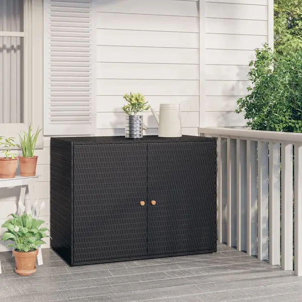 Gossi dulap depozitare de gradina, negru, 100x55,5x80 cm, poliratan