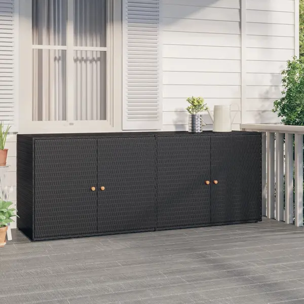 Gossi dulap depozitare de gradina, negru, 198x55,5x80 cm, poliratan