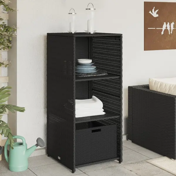 Gossi dulap depozitare de gradina, negru, 50x55x115 cm, poliratan