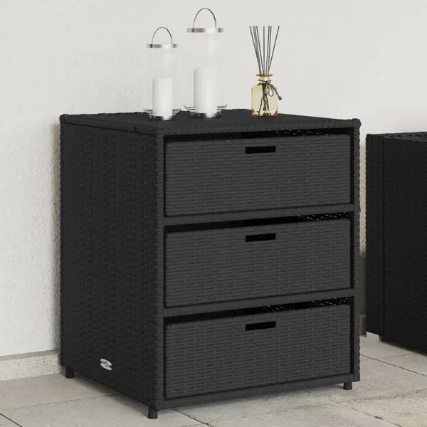 Gossi dulap depozitare de gradina, negru, 55x59x69 cm, poliratan