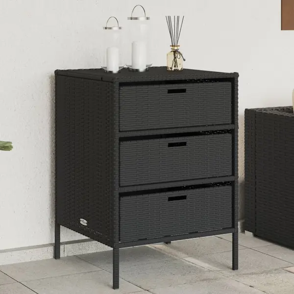 Gossi dulap depozitare de gradina, negru, 55x59x80 cm, poliratan