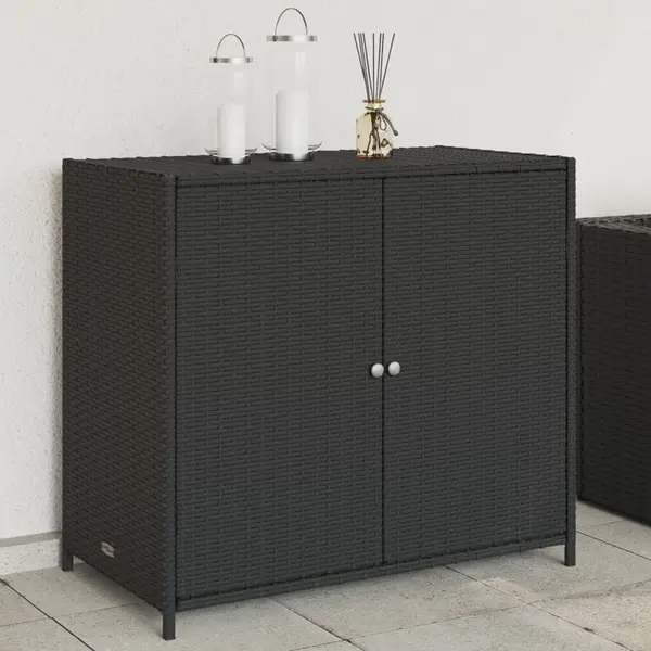 Gossi dulap depozitare de gradina, negru, 83x45x76 cm, poliratan