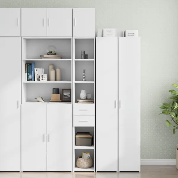 Gossi dulap depozitare slim alb 30x42,5x225 cm lemn prelucrat