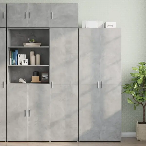 Gossi dulap depozitare slim gri beton 45x42,5x225 cm lemn prelucrat