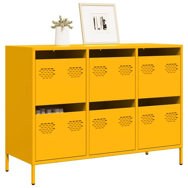 Gossi dulap, galben mustar, 101,5x39x73,5 cm, otel laminat la rece