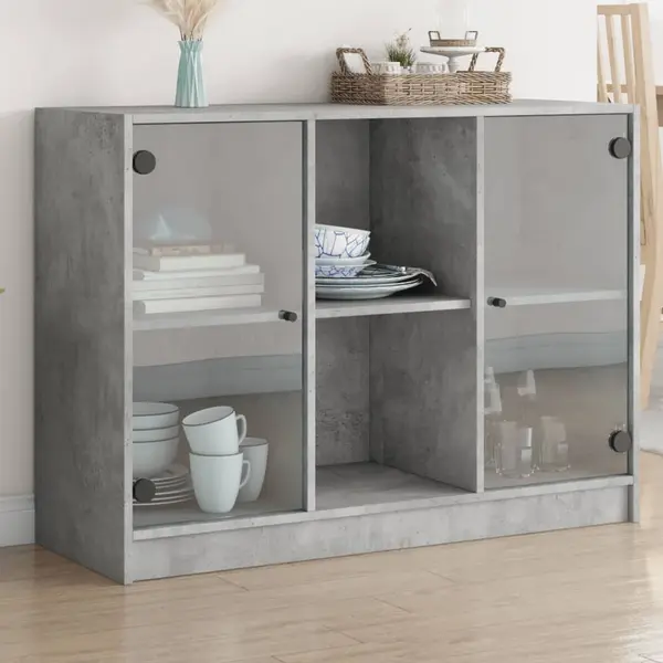 Gossi dulap, gri beton, 102x37x75,5 cm, lemn prelucrat
