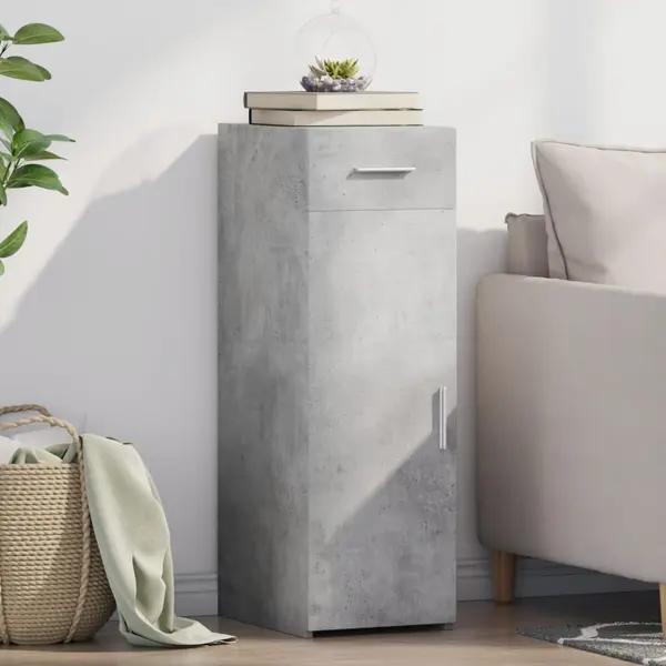 Gossi dulap, gri beton, 30x42,5x93 cm, lemn prelucrat