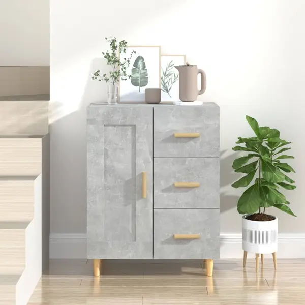 Gossi dulap, gri beton, 69,5x34x90 cm, lemn compozit