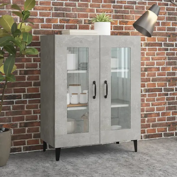 Gossi dulap, gri beton, 69,5x34x90 cm, lemn compozit