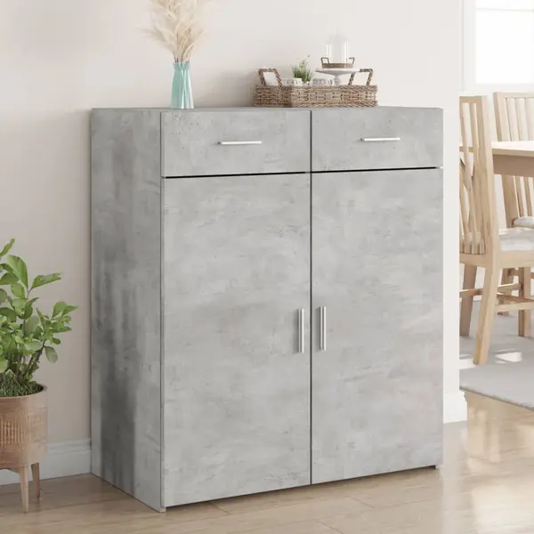 Gossi dulap, gri beton, 80x42,5x93 cm, lemn prelucrat