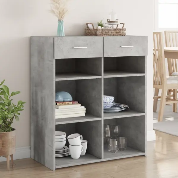 Gossi dulap, gri beton, 80x42,5x93 cm, lemn prelucrat