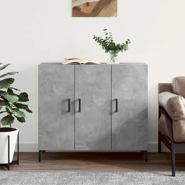 Gossi dulap, gri beton, 90x34x80 cm, lemn compozit