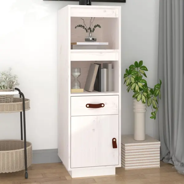 Gossi dulap inalt, alb, 34x40x108,5 cm, lemn masiv de pin