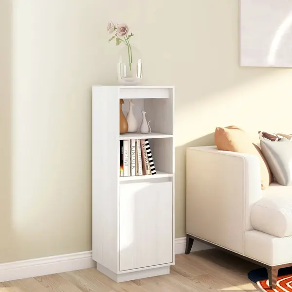 Gossi dulap inalt, alb, 37x34x110 cm, lemn masiv de pin