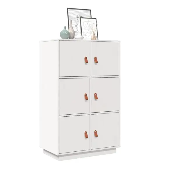 Gossi dulap inalt, alb, 67x40x108,5 cm, lemn masiv de pin