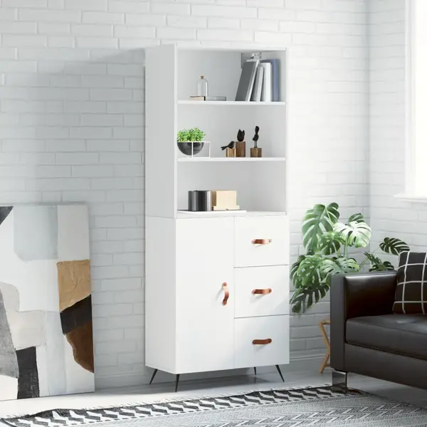 Gossi dulap inalt, alb, 69,5x34x180 cm, lemn compozit