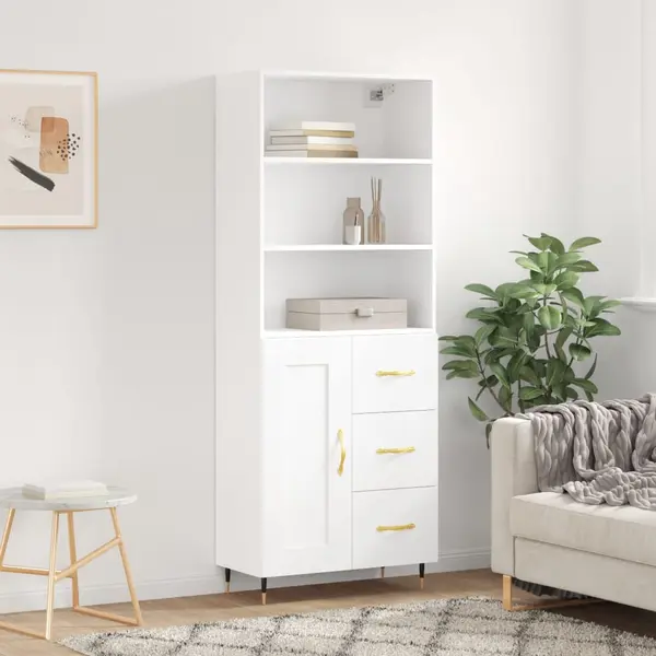 Gossi dulap inalt, alb, 69,5x34x180 cm, lemn compozit