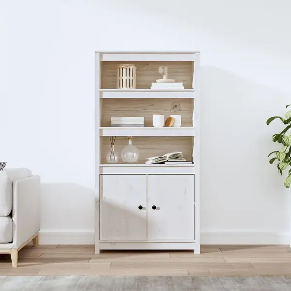 Gossi dulap inalt, alb, 80x35x154 cm, lemn masiv de pin
