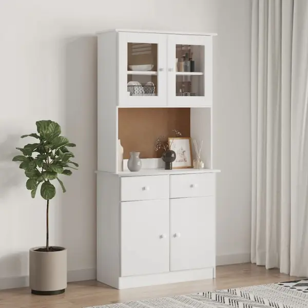 Gossi dulap inalt alta, alb, 77x35x165 cm, lemn masiv de pin