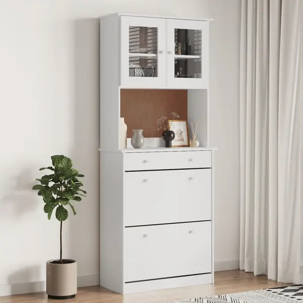Gossi dulap inalt alta, alb, 77x35x188 cm, lemn masiv de pin