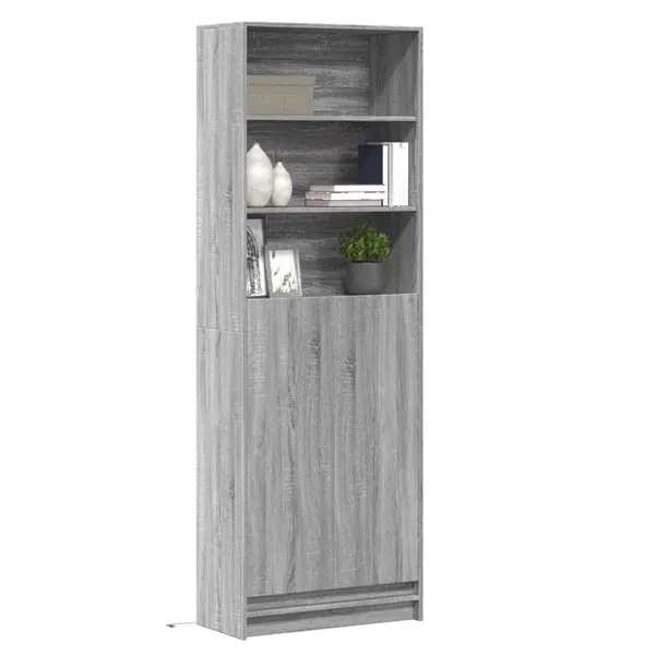 Gossi dulap inalt cu led gri sonoma 69x32,5x200 cm lemn prelucrat