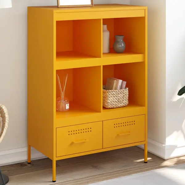 Gossi dulap inalt, galben mustar, 68x39x101,5cm, otel laminat la rece