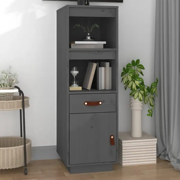 Gossi dulap inalt, gri, 34x40x108,5 cm, lemn masiv de pin