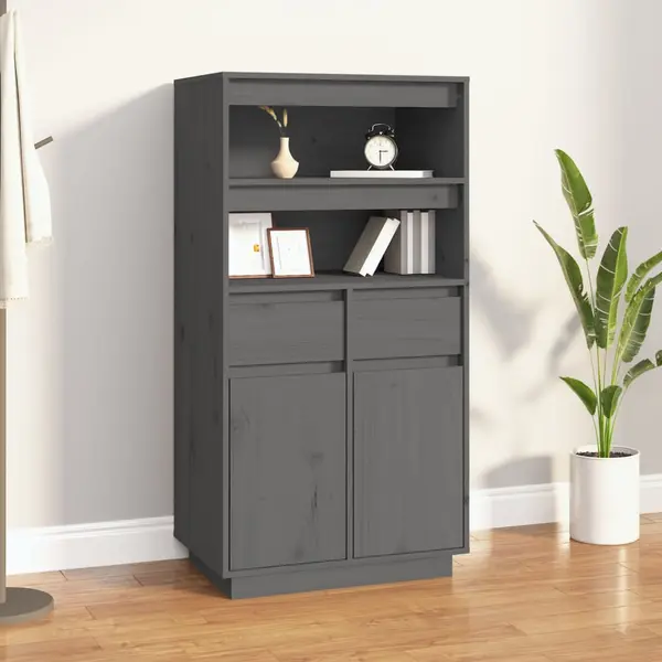 Gossi dulap inalt, gri, 60x40x116,5 cm, lemn masiv de pin