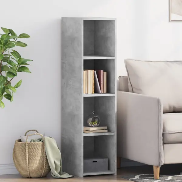 Gossi dulap inalt, gri beton, 30x41x124 cm, lemn compozit