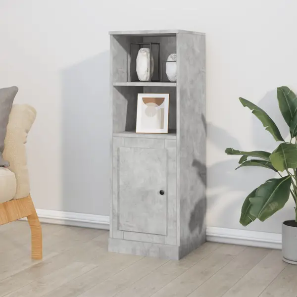 Gossi dulap inalt, gri beton, 36x35,5x103,5 cm, lemn compozit