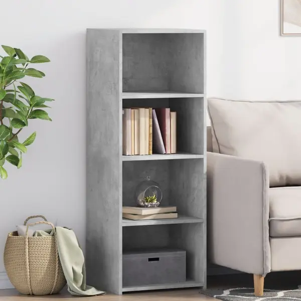 Gossi dulap inalt, gri beton, 45x41x124 cm, lemn prelucrat
