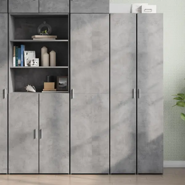 Gossi dulap inalt, gri beton, 45x42,5x185 cm, lemn compozit