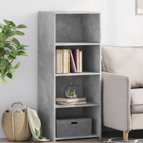 Gossi dulap inalt, gri beton, 50x41x124 cm, lemn prelucrat